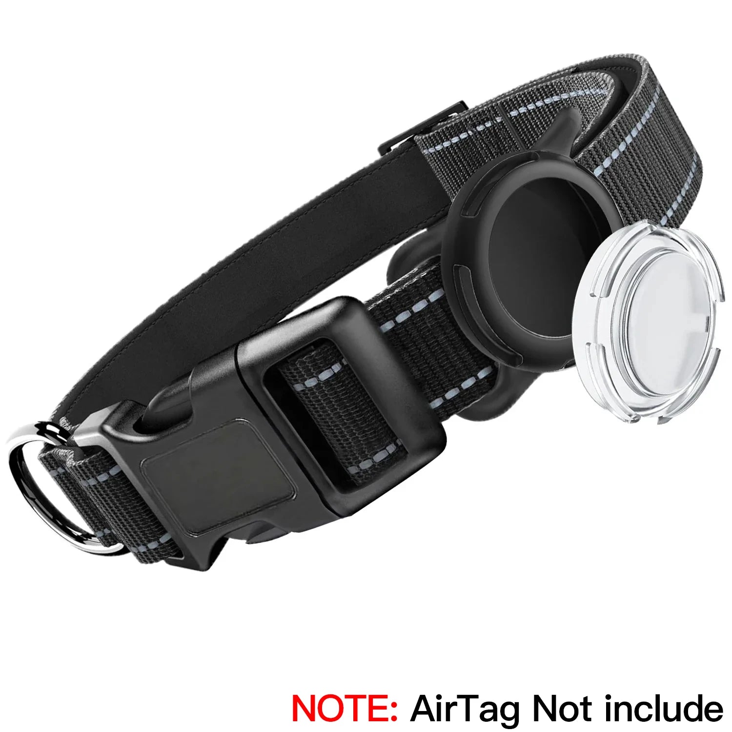 Premium Airtag Dog Collar with Waterproof Case, Reflective Soft Padding, and Adjustable Design for Large Dogs