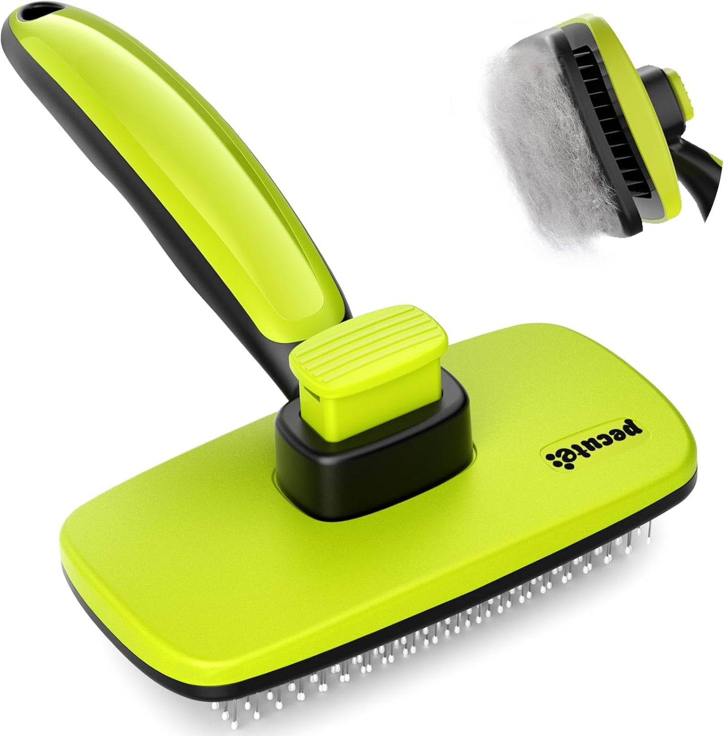 Self-Cleaning Slicker Brush for Dogs and Cats - Lightweight Undercoat Hair Removal Tool for Long, Thick, and Double-Coated Breeds