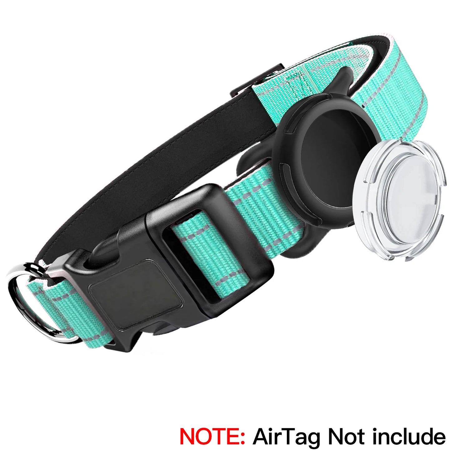 Premium Airtag Dog Collar with Waterproof Case, Reflective Soft Padding, and Adjustable Design for Large Dogs
