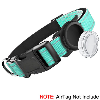 Premium Airtag Dog Collar with Waterproof Case, Reflective Soft Padding, and Adjustable Design for Large Dogs