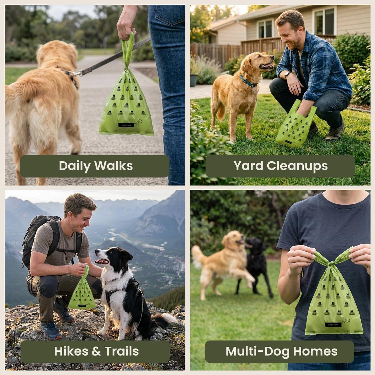Pogi's Premium Dog Waste Bags with Handles – Extra-Thick, Leak-Proof, Large Size, Fresh Scent, 900 Count