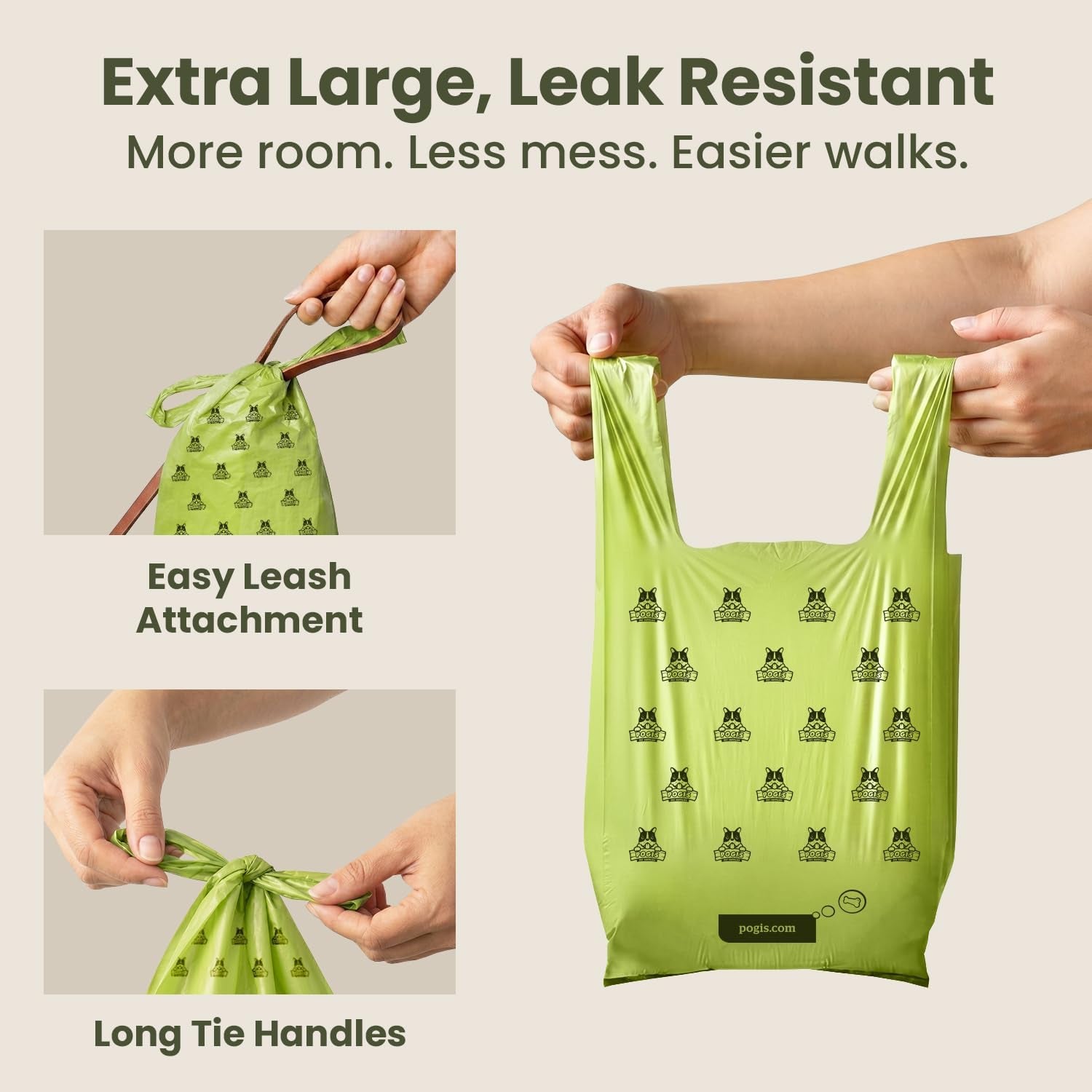 Pogi's Premium Dog Waste Bags with Handles – Extra-Thick, Leak-Proof, Large Size, Fresh Scent, 900 Count
