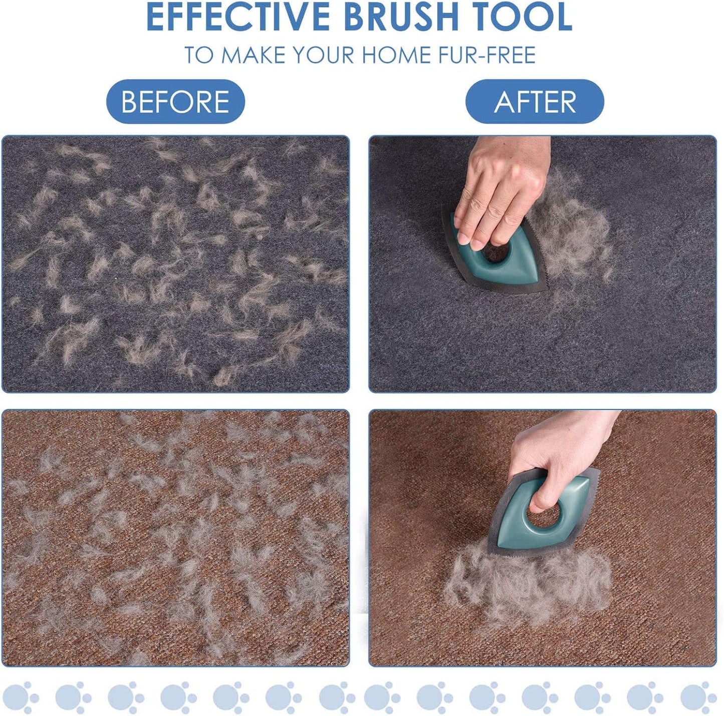 Mini Pet Hair Remover for Home and Vehicle - Professional Fur Removal Brush for Fabric, Furniture, Couch, and Carpet (Green)