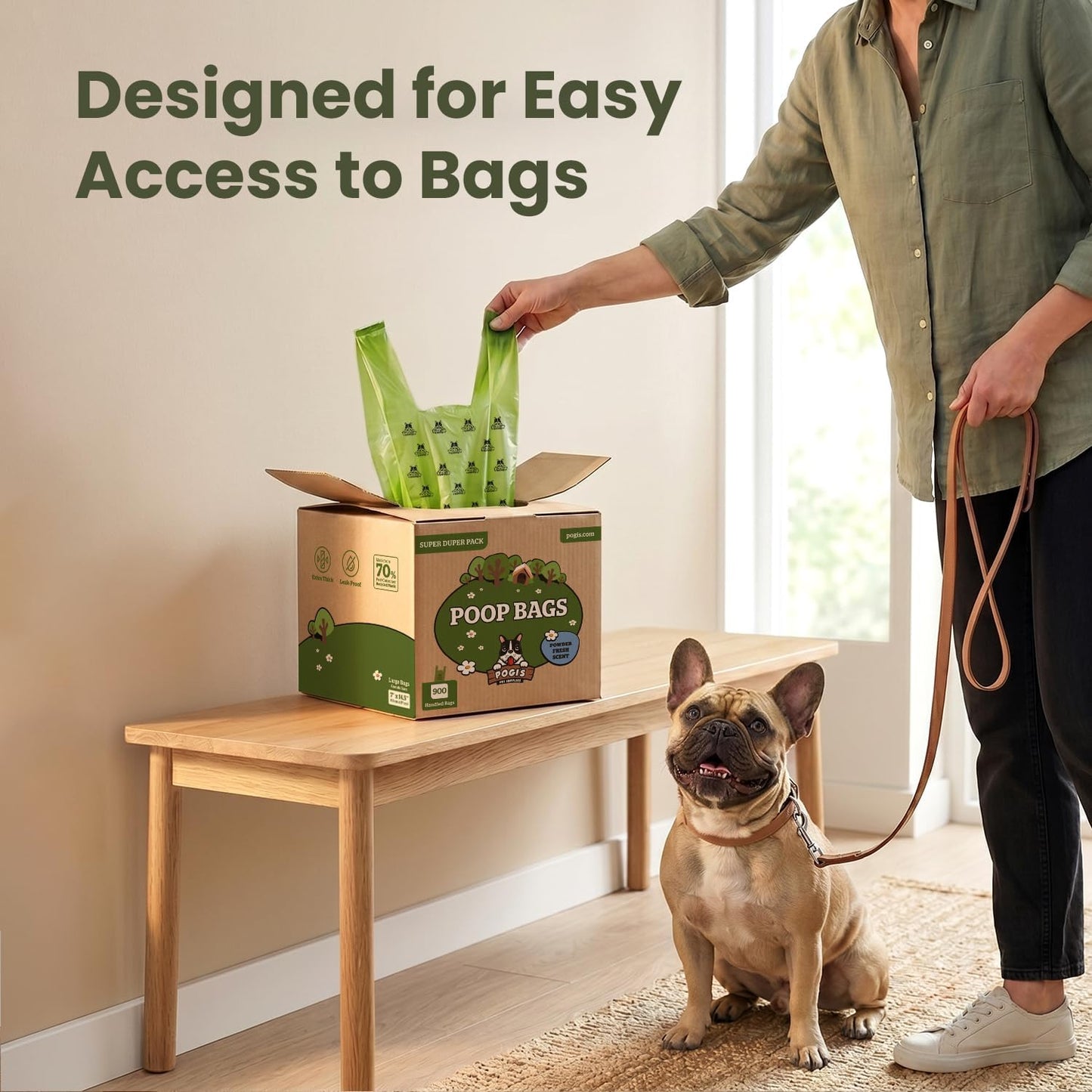 Pogi's Premium Dog Waste Bags with Handles – Extra-Thick, Leak-Proof, Large Size, Fresh Scent, 900 Count