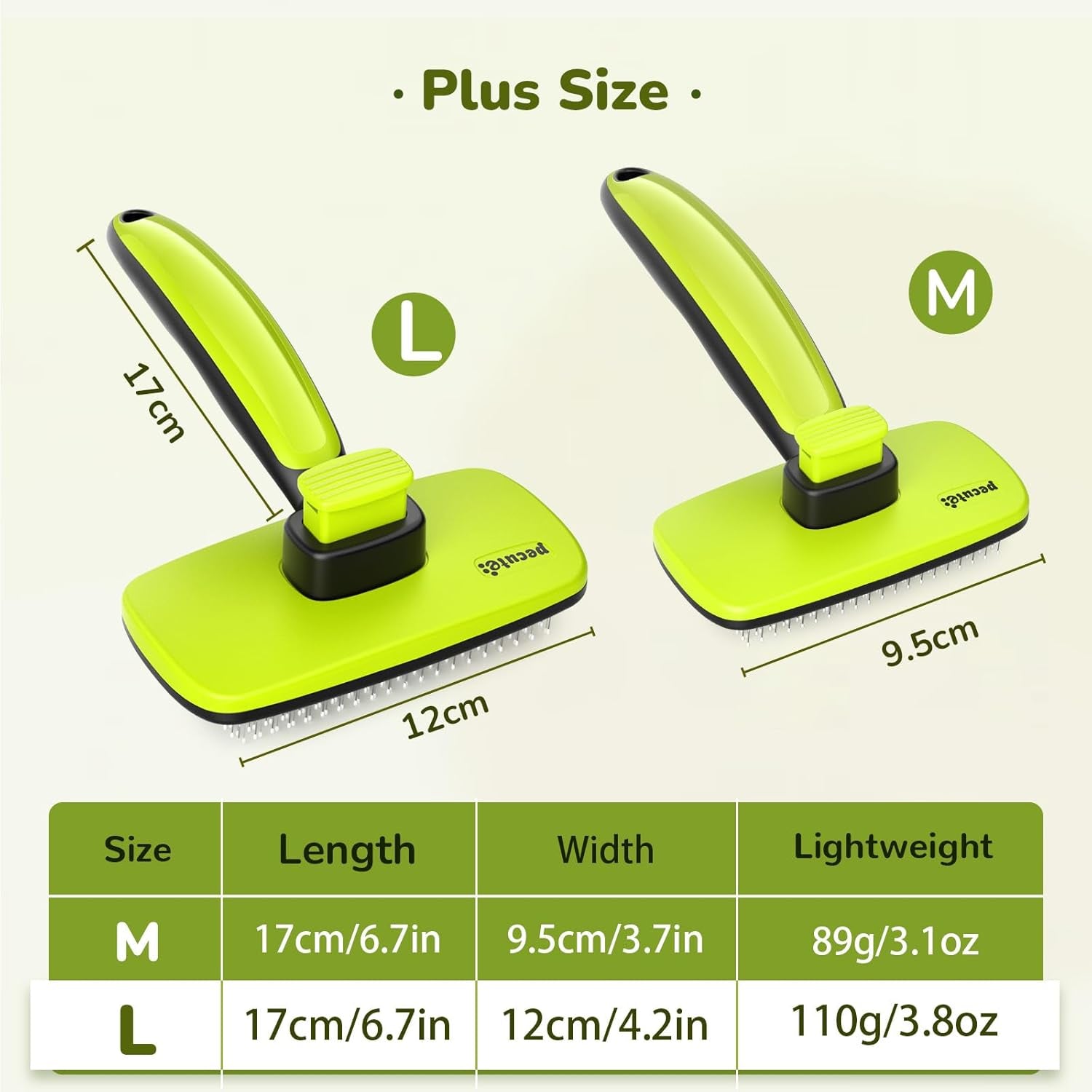 Self-Cleaning Slicker Brush for Dogs and Cats - Lightweight Undercoat Hair Removal Tool for Long, Thick, and Double-Coated Breeds