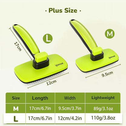 Self-Cleaning Slicker Brush for Dogs and Cats - Lightweight Undercoat Hair Removal Tool for Long, Thick, and Double-Coated Breeds