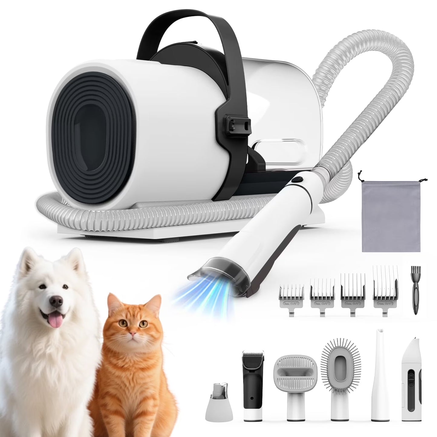 7-in-1 Dog Grooming Vacuum Kit with 11000Pa Super Suction for Effective Pet Hair Removal and Low Noise Operation
