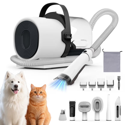 7-in-1 Dog Grooming Vacuum Kit with 11000Pa Super Suction for Effective Pet Hair Removal and Low Noise Operation