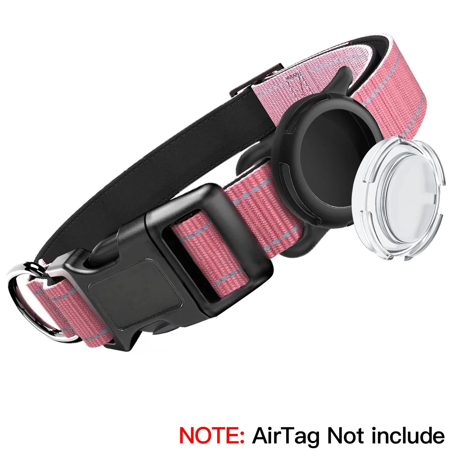 Premium Airtag Dog Collar with Waterproof Case, Reflective Soft Padding, and Adjustable Design for Large Dogs