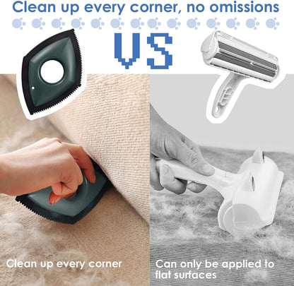 Mini Pet Hair Remover for Home and Vehicle - Professional Fur Removal Brush for Fabric, Furniture, Couch, and Carpet (Green)