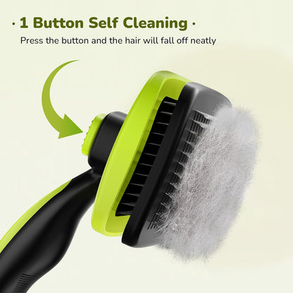 Self-Cleaning Slicker Brush for Dogs and Cats - Lightweight Undercoat Hair Removal Tool for Long, Thick, and Double-Coated Breeds