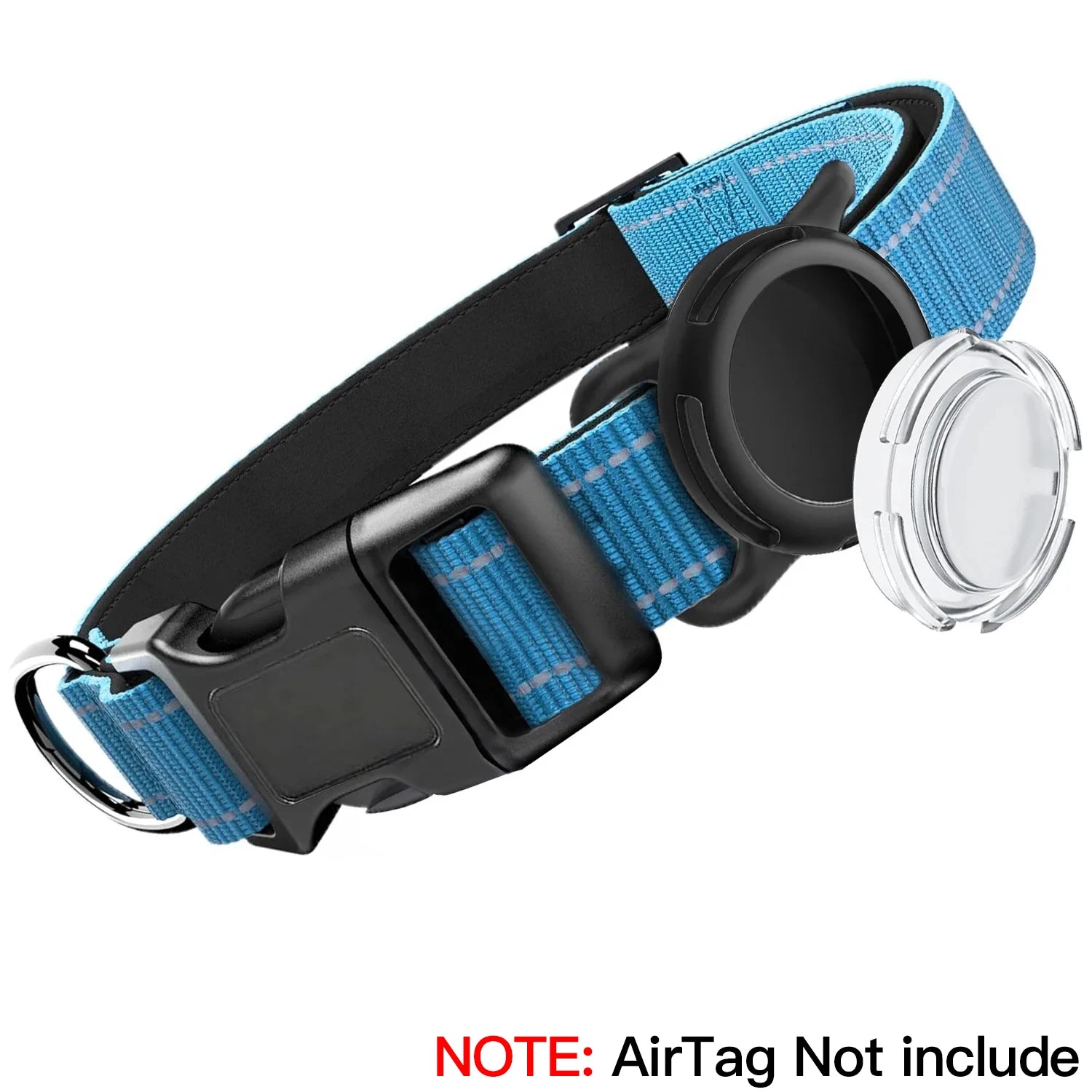 Premium Airtag Dog Collar with Waterproof Case, Reflective Soft Padding, and Adjustable Design for Large Dogs