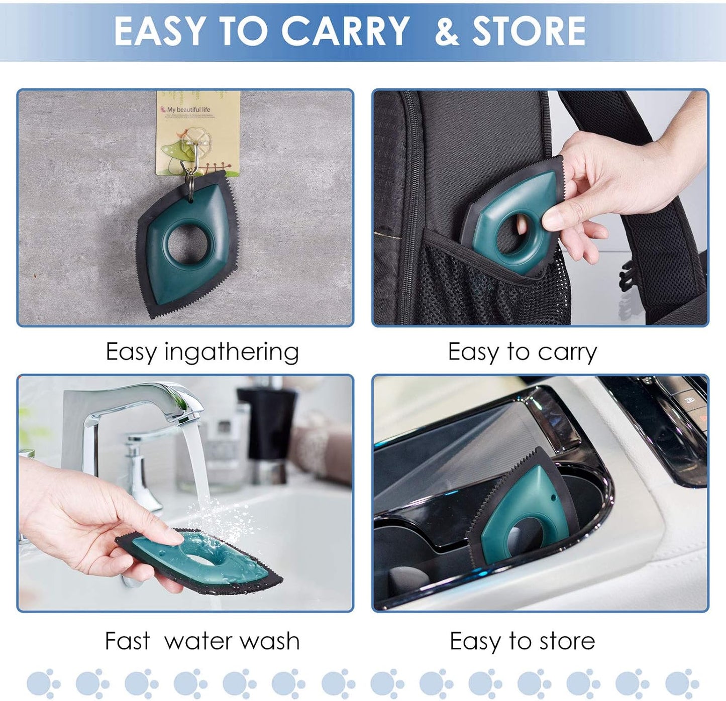 Mini Pet Hair Remover for Home and Vehicle - Professional Fur Removal Brush for Fabric, Furniture, Couch, and Carpet (Green)