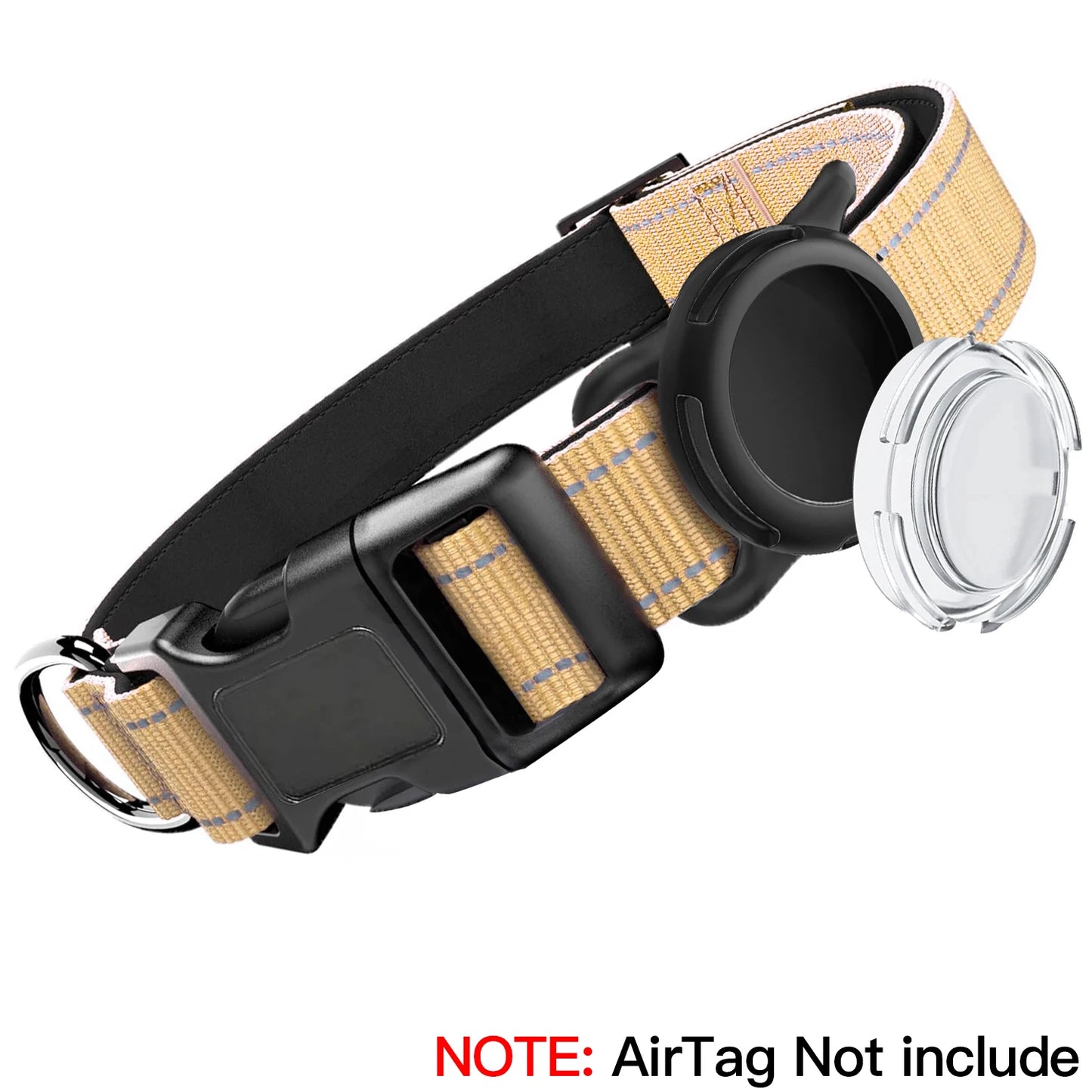 Premium Airtag Dog Collar with Waterproof Case, Reflective Soft Padding, and Adjustable Design for Large Dogs